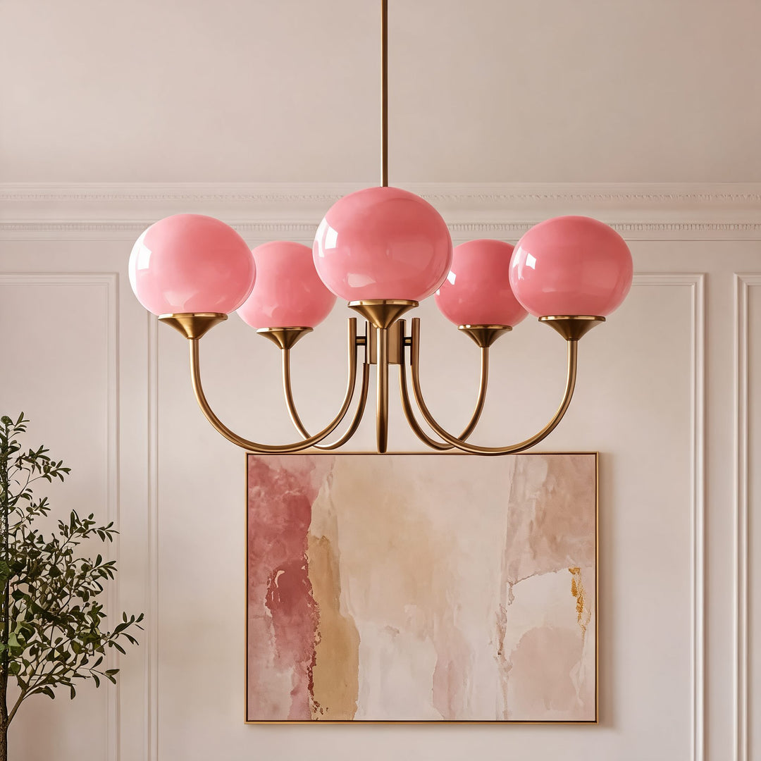 Modern Chandelier Pendant Light Fixture with Adjustable Arms Glass Shades Indoor Lighting