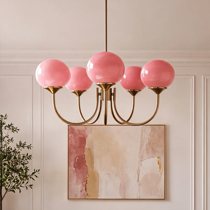Modern Chandelier Pendant Light Fixture with Adjustable Arms Glass Shades Indoor Lighting
