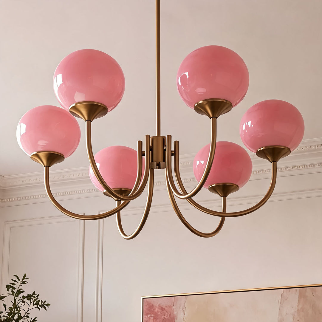 Modern Chandelier Pendant Light Fixture with Adjustable Arms Glass Shades Indoor Lighting