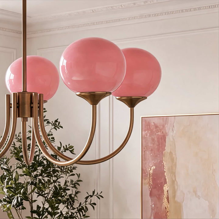 Modern Chandelier Pendant Light Fixture with Adjustable Arms Glass Shades Indoor Lighting