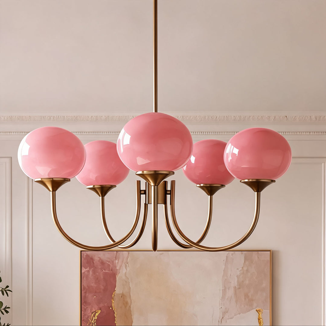 Modern Chandelier Pendant Light Fixture with Adjustable Arms Glass Shades Indoor Lighting