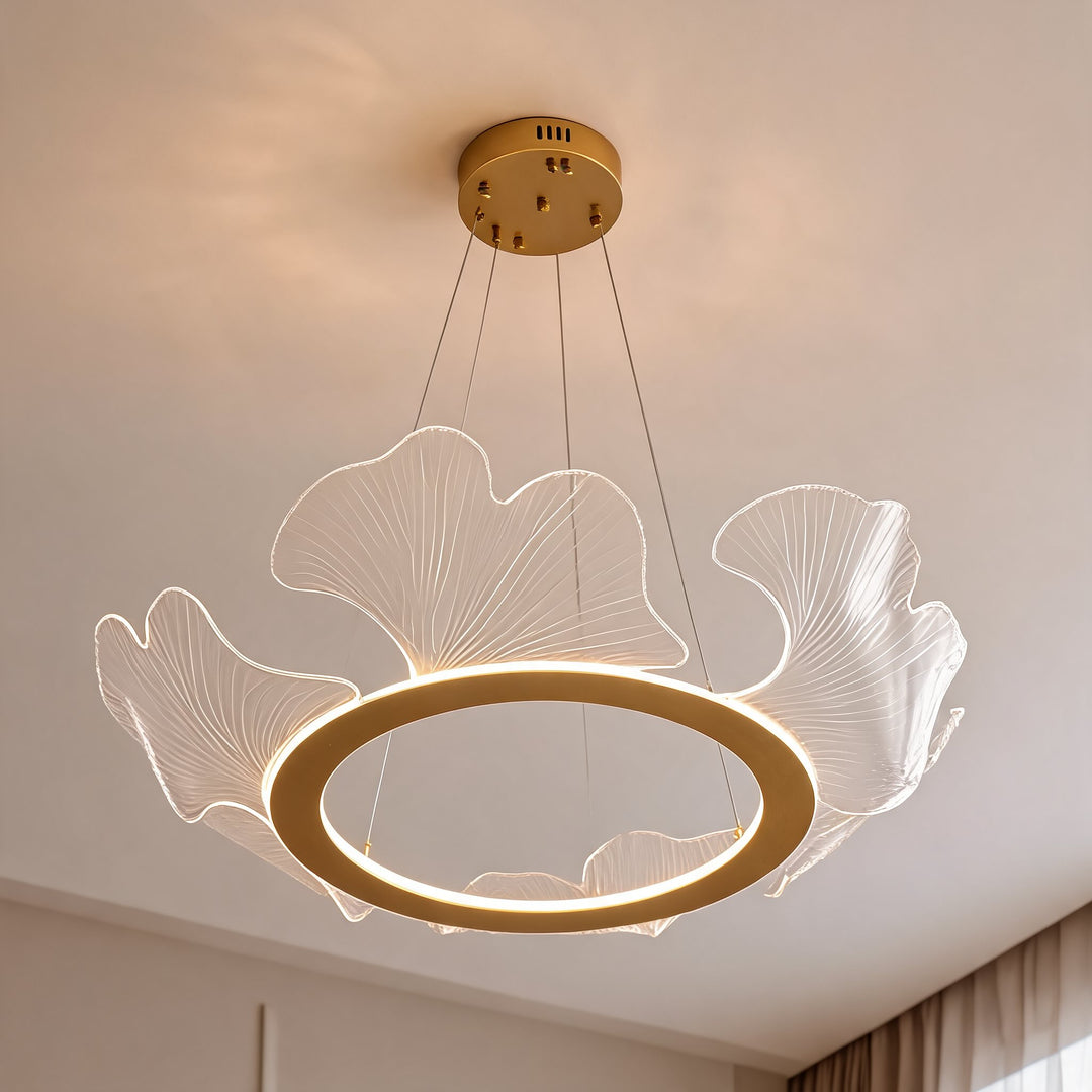 Modern Chandelier Hanging Light Adjustable Glass Shade LED 3-Light Fixture