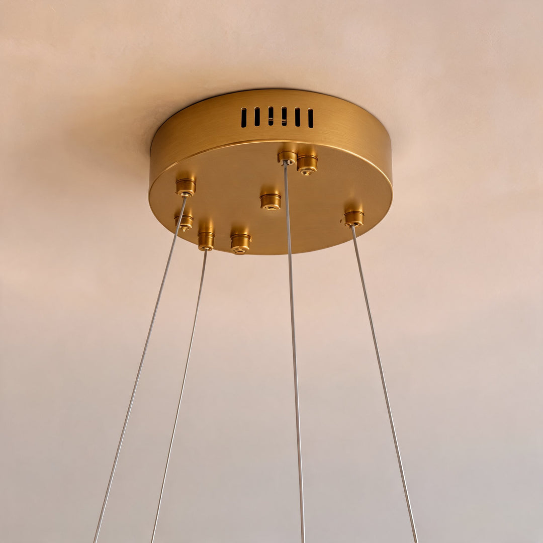 Modern Chandelier Hanging Light Adjustable Glass Shade LED 3-Light Fixture