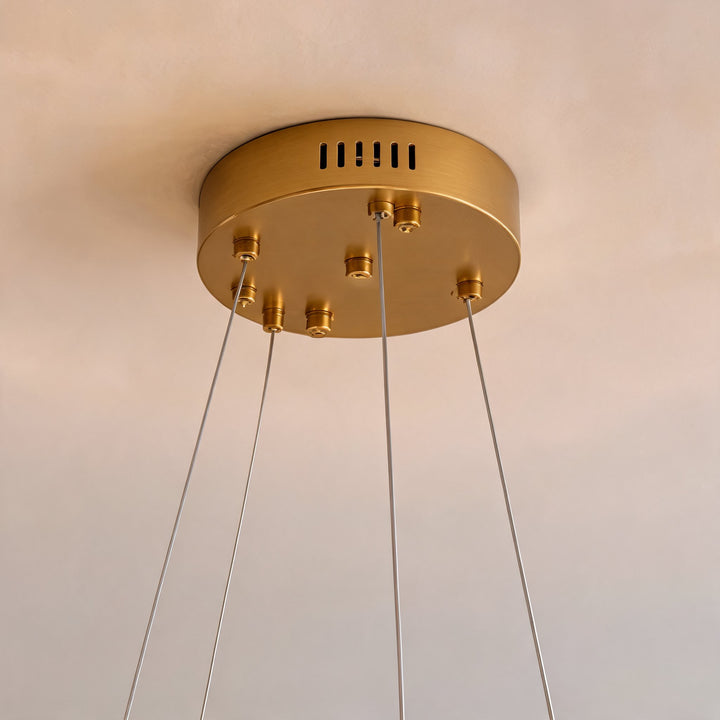 Modern Chandelier Hanging Light Adjustable Glass Shade LED 3-Light Fixture