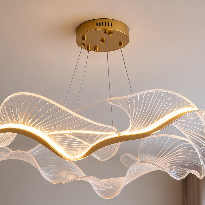 Modern Chandelier Hanging Light Adjustable Glass Shade LED 3-Light Fixture