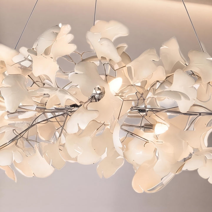 Modern Chandelier Light Hanging Fixture with Adjustable Metal Frame and Glass Shades 3 Lights
