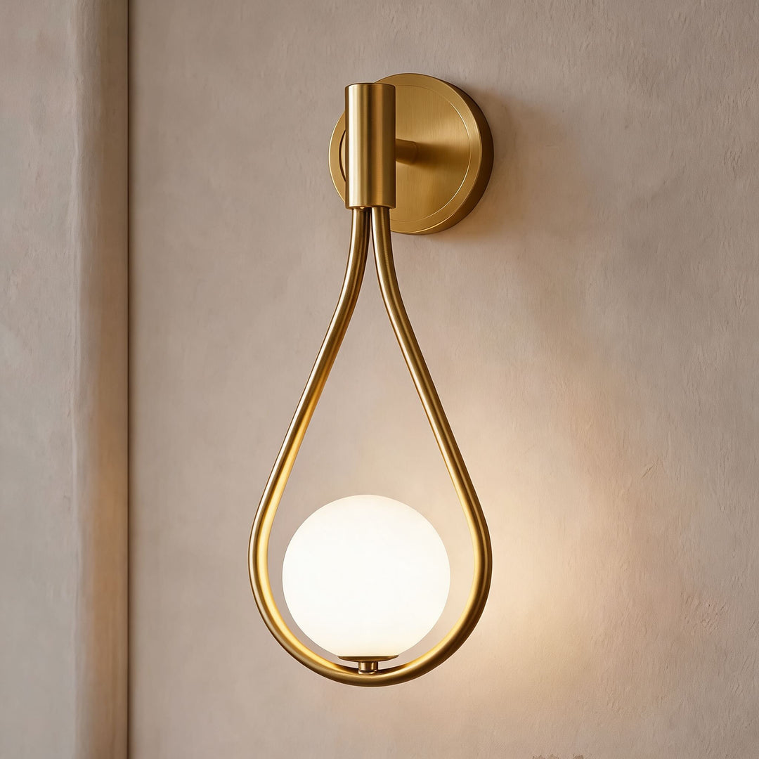 Modern Brass Wall Light Adjustable Wall Mounted Glass Shade LED Fixture for Indoor Use