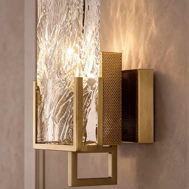 Modern Wall Light Fixture Metal Frame Clear Crystal E14 LED Compatible Hardwired Design