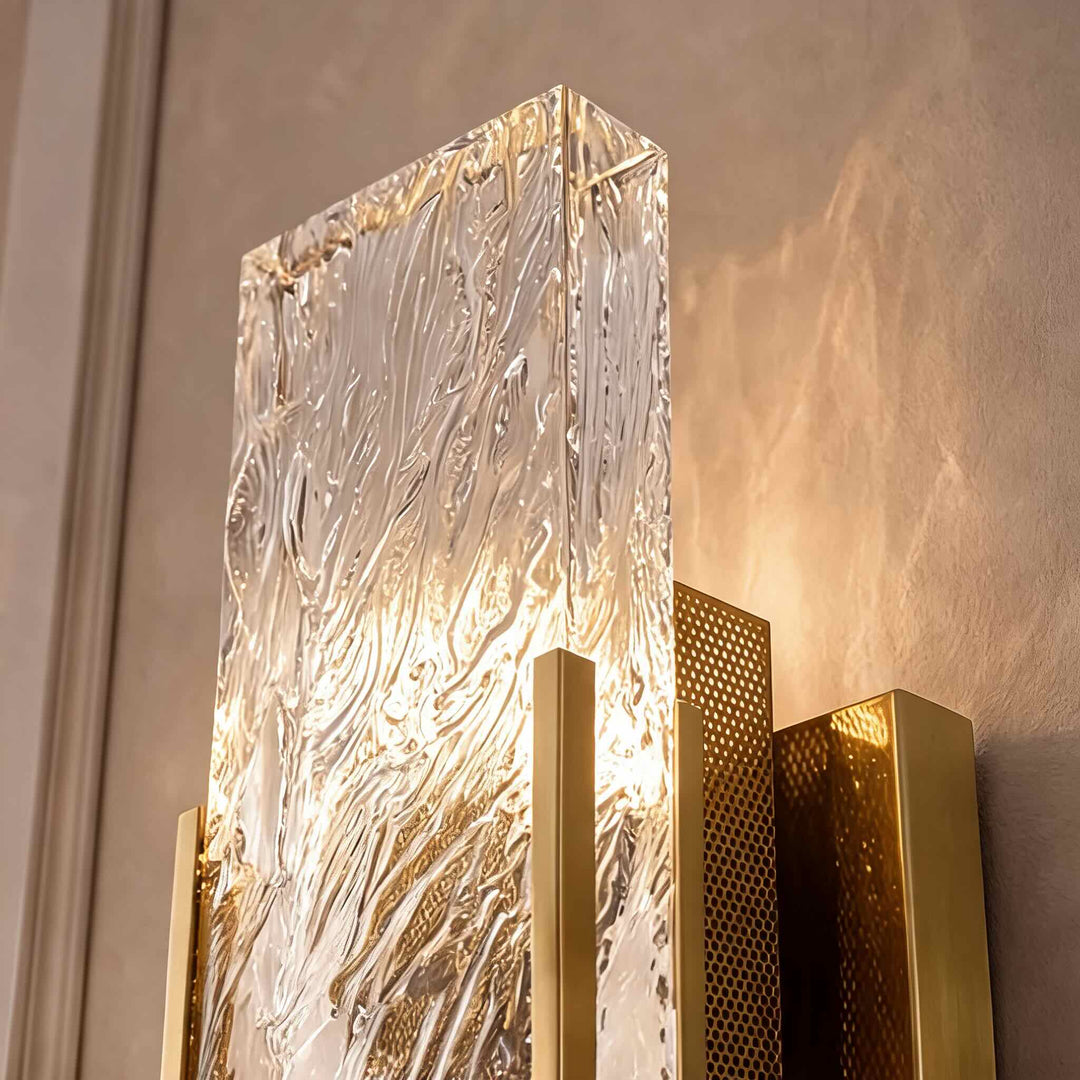 Modern Wall Light Fixture Metal Frame Clear Crystal E14 LED Compatible Hardwired Design