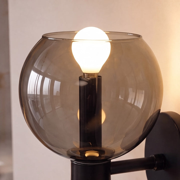 Modern Wall Sconce with Sculptural Glass Shade and Metal Base for Indoor Use LED Compatible