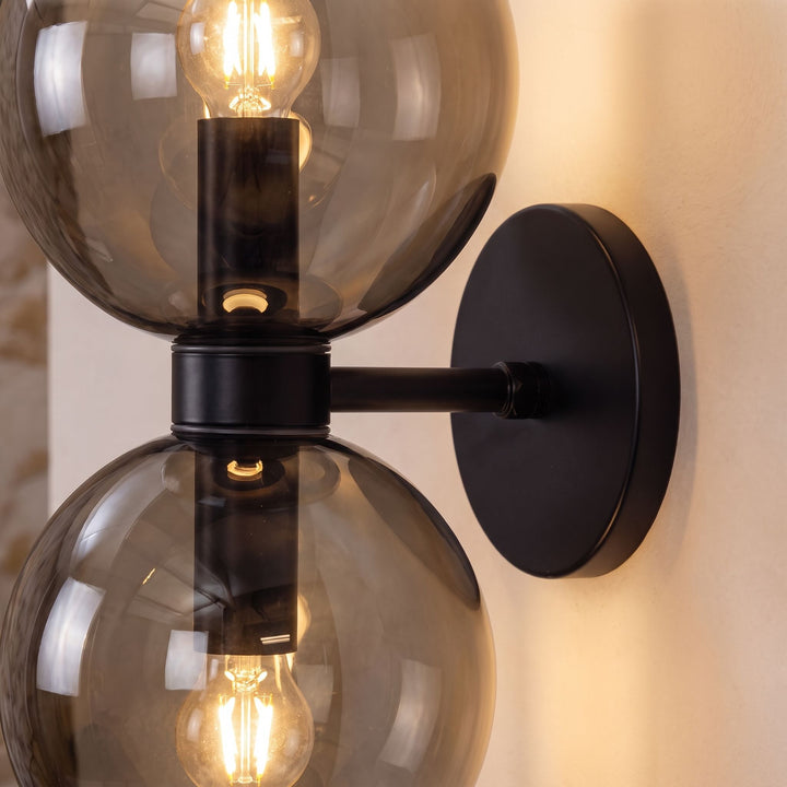 Modern Wall Sconce with Sculptural Glass Shade and Metal Base for Indoor Use LED Compatible