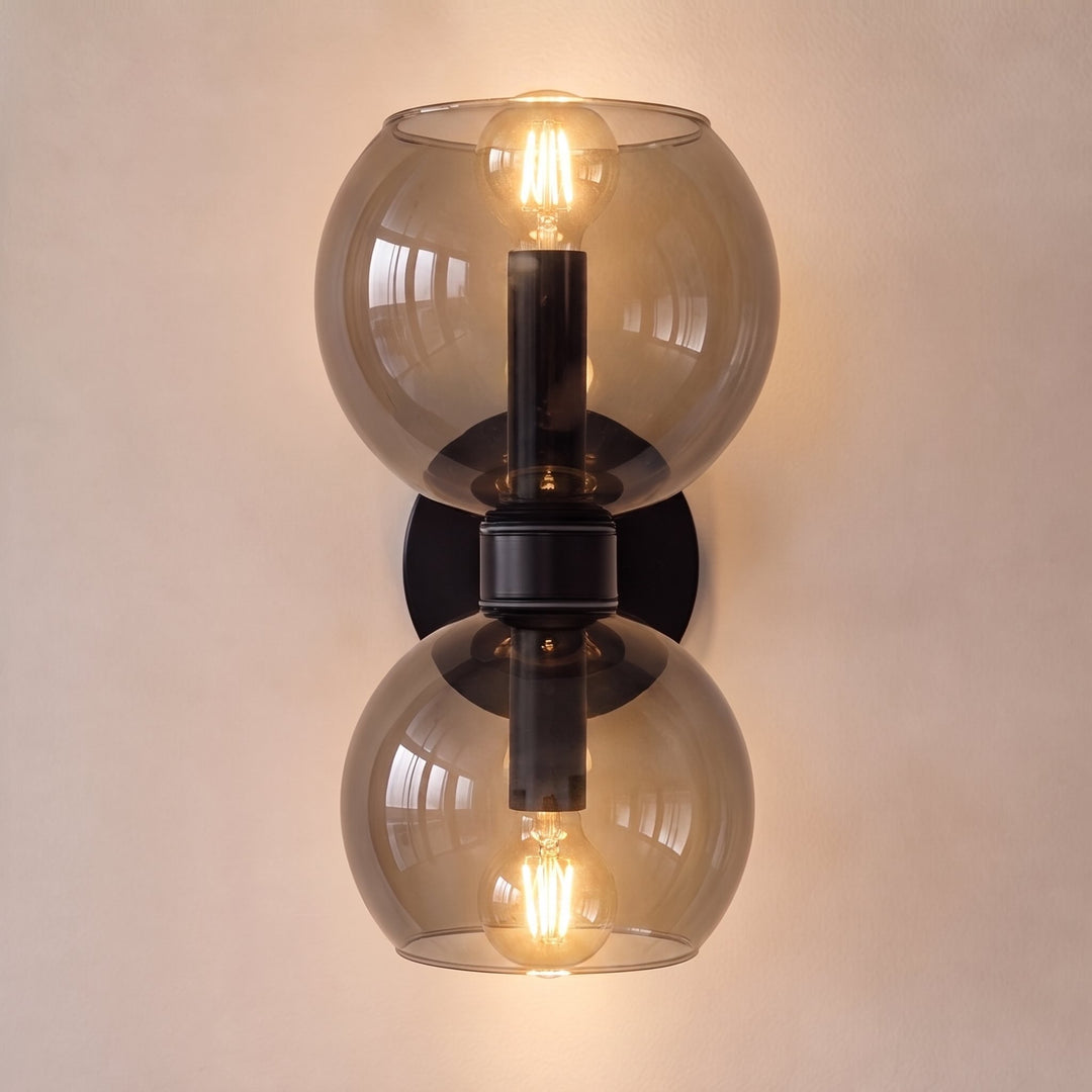 Modern Wall Sconce with Sculptural Glass Shade and Metal Base for Indoor Use LED Compatible