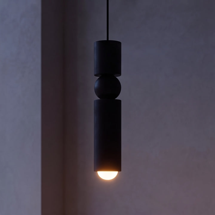 Modern Black Pendant Light with Adjustable Dimmable LED and Geometric Metal Design