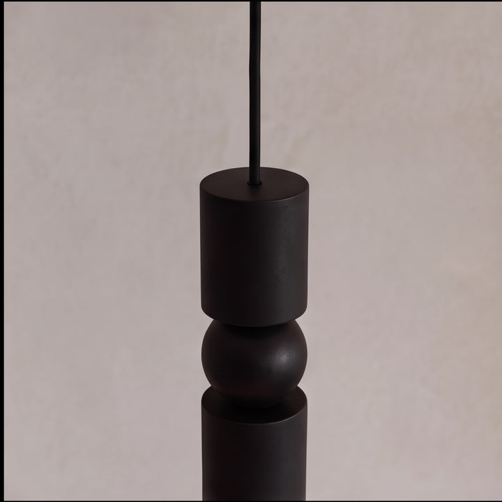 Modern Black Pendant Light with Adjustable Dimmable LED and Geometric Metal Design