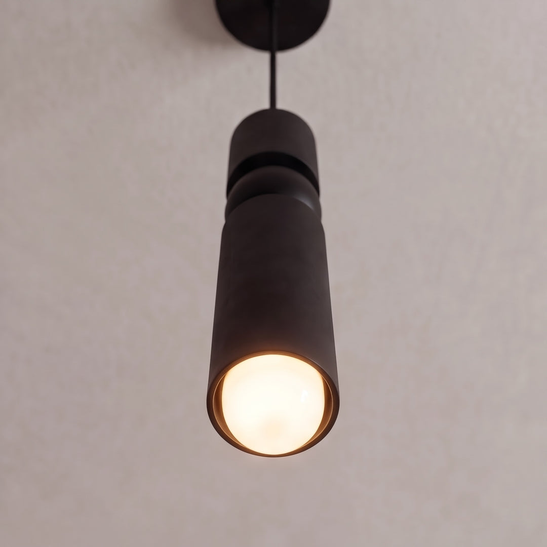 Modern Black Pendant Light with Adjustable Dimmable LED and Geometric Metal Design