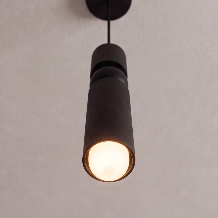 Modern Black Pendant Light with Adjustable Dimmable LED and Geometric Metal Design