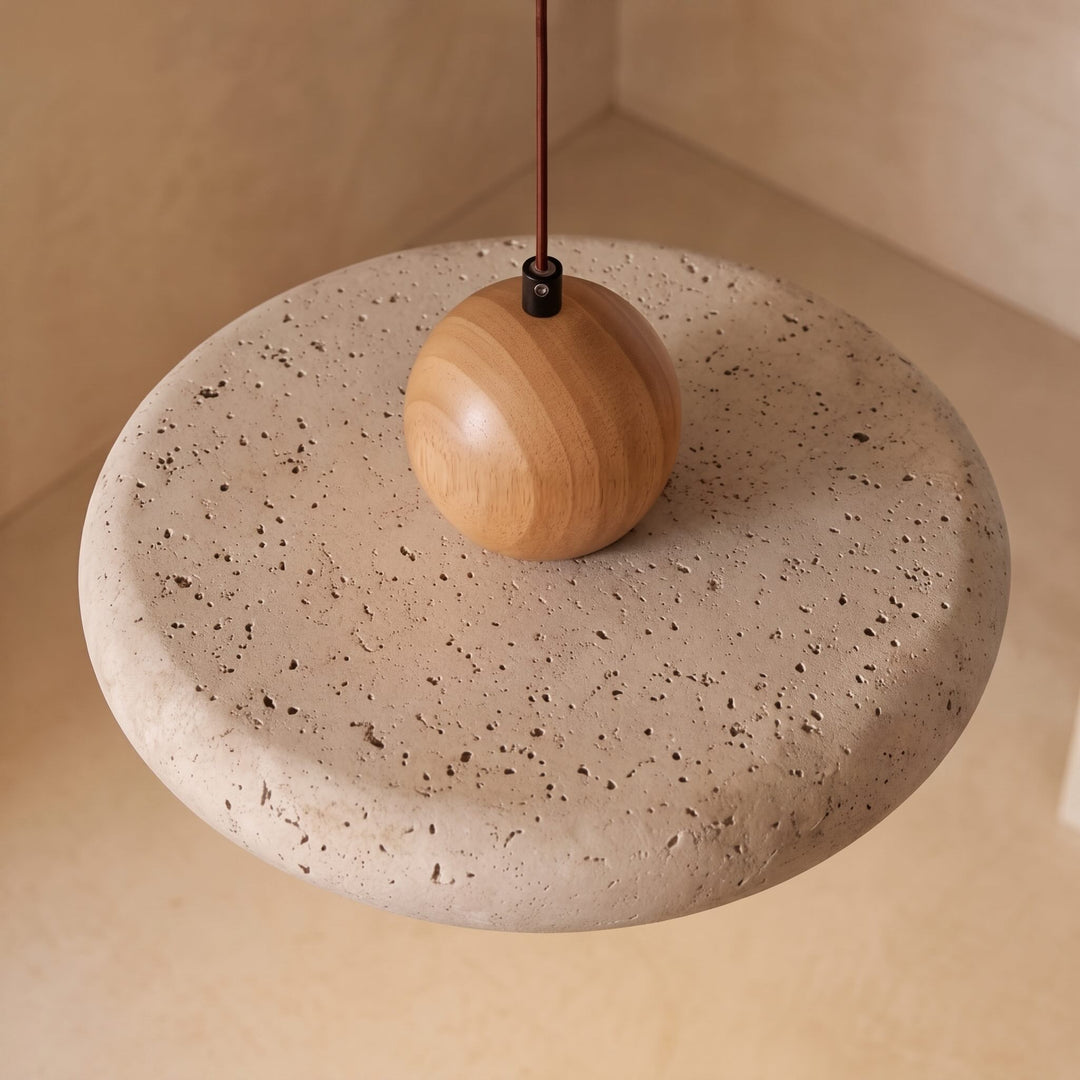 Modern Pendant Lamp Hanging Travertine Stone Finish LED Kitchen Pendant Lighting 30cm