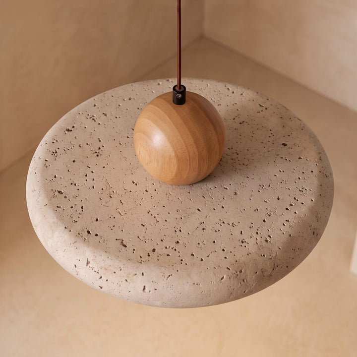 Modern Pendant Lamp Hanging Travertine Stone Finish LED Kitchen Pendant Lighting 30cm