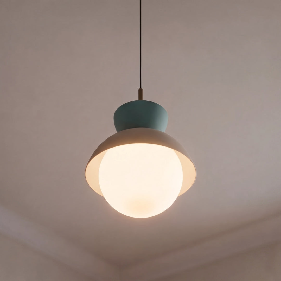 Scandinavian Pendant Lighting Adjustable Hanging Glass Shades Iron Frame Indoor Use