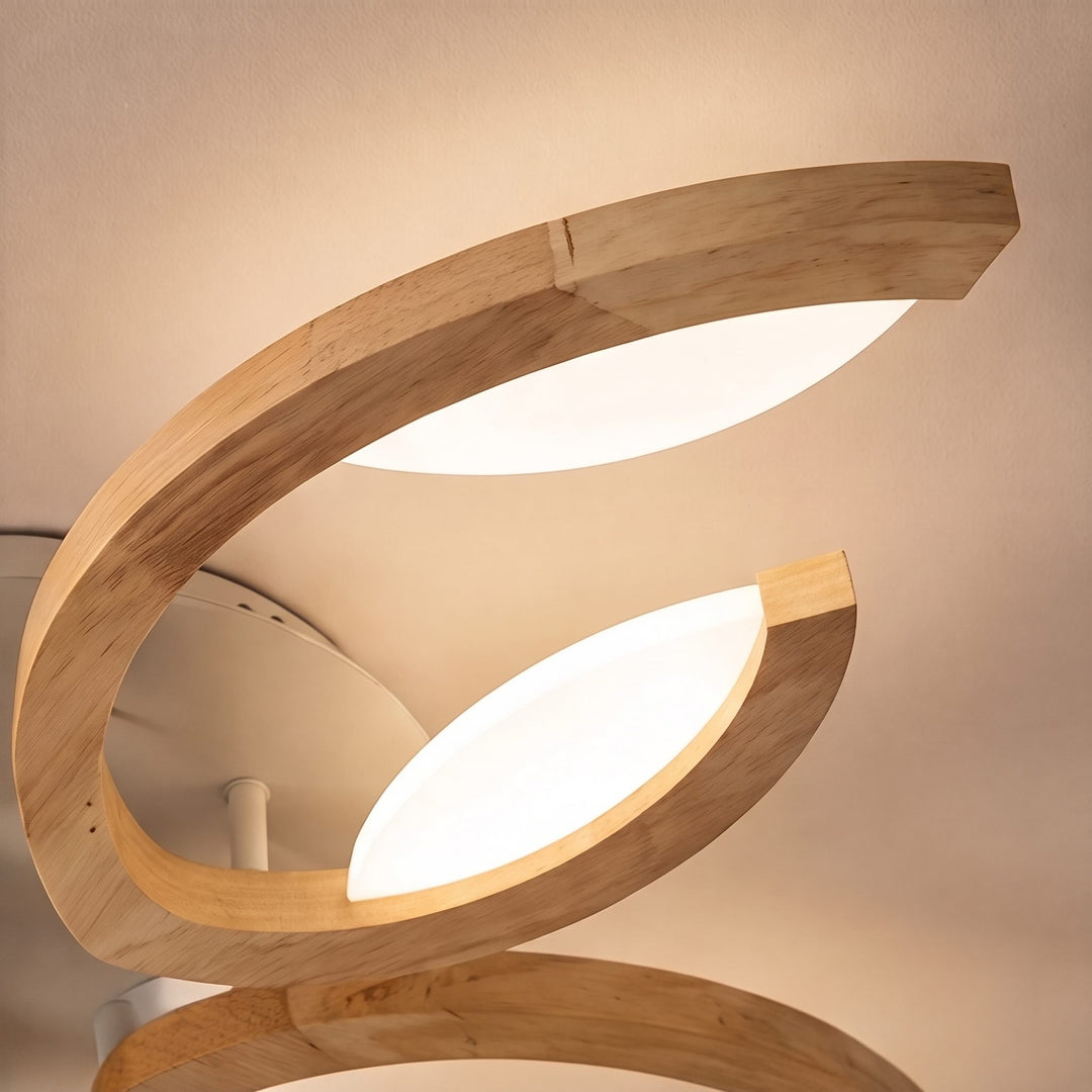Modern Leaf Flush Mount Ceiling Light Natural Oak Wood Acrylic LED Dimmable 3-5 Light Options
