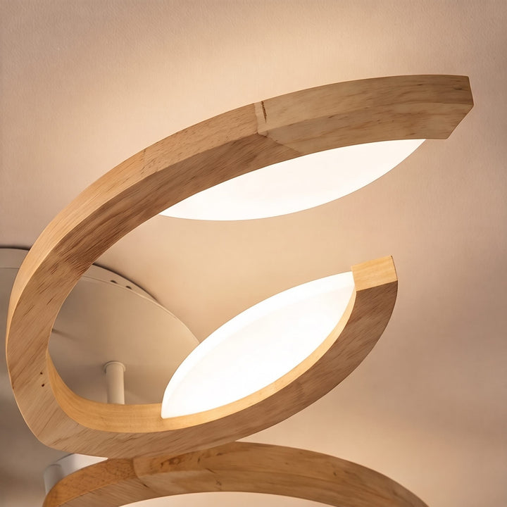 Modern Leaf Flush Mount Ceiling Light Natural Oak Wood Acrylic LED Dimmable 3-5 Light Options