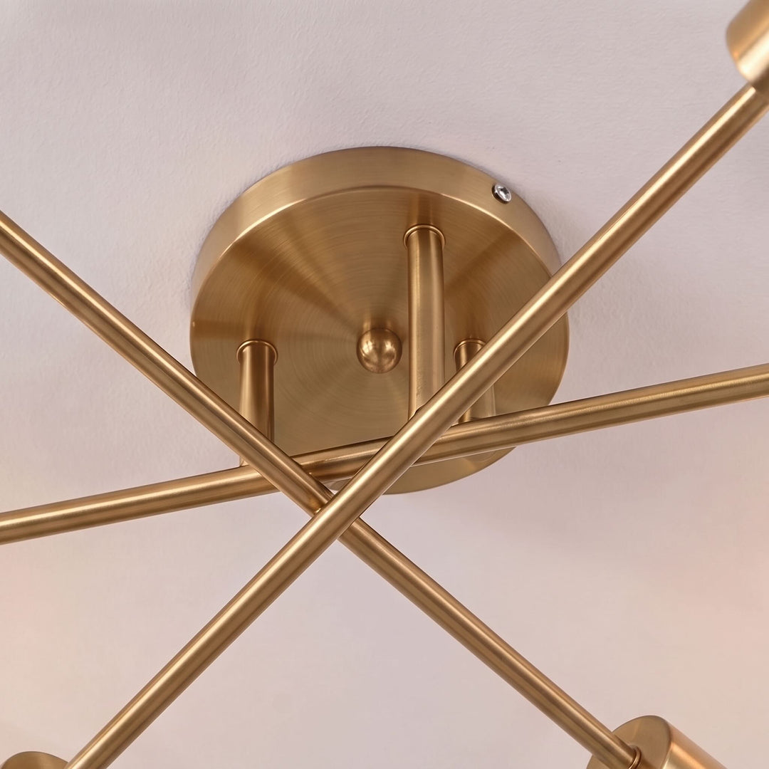Modern Geometric Flush Mount Ceiling Light Metal LED 6 Bulb Fixture 28 Inch Diameter