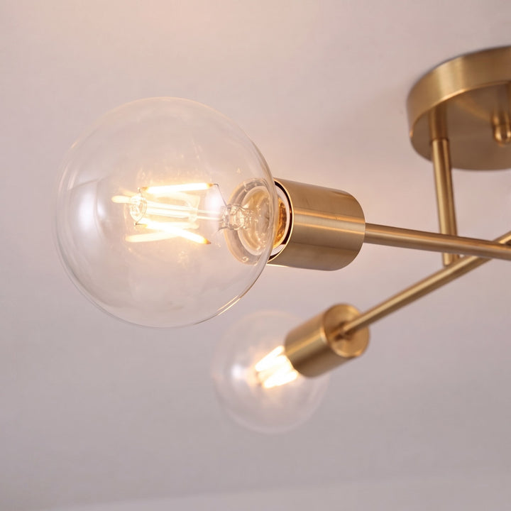 Modern Geometric Flush Mount Ceiling Light Metal LED 6 Bulb Fixture 28 Inch Diameter