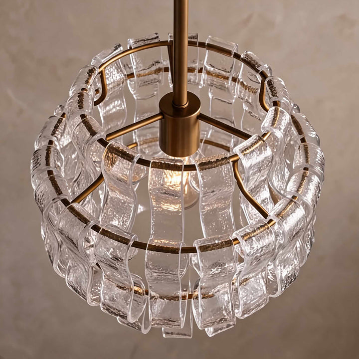 Modern Green Tiered Glass Pendant Light Hanging Brass Fixture Adjustable Height for Dining Room Kitchen Island