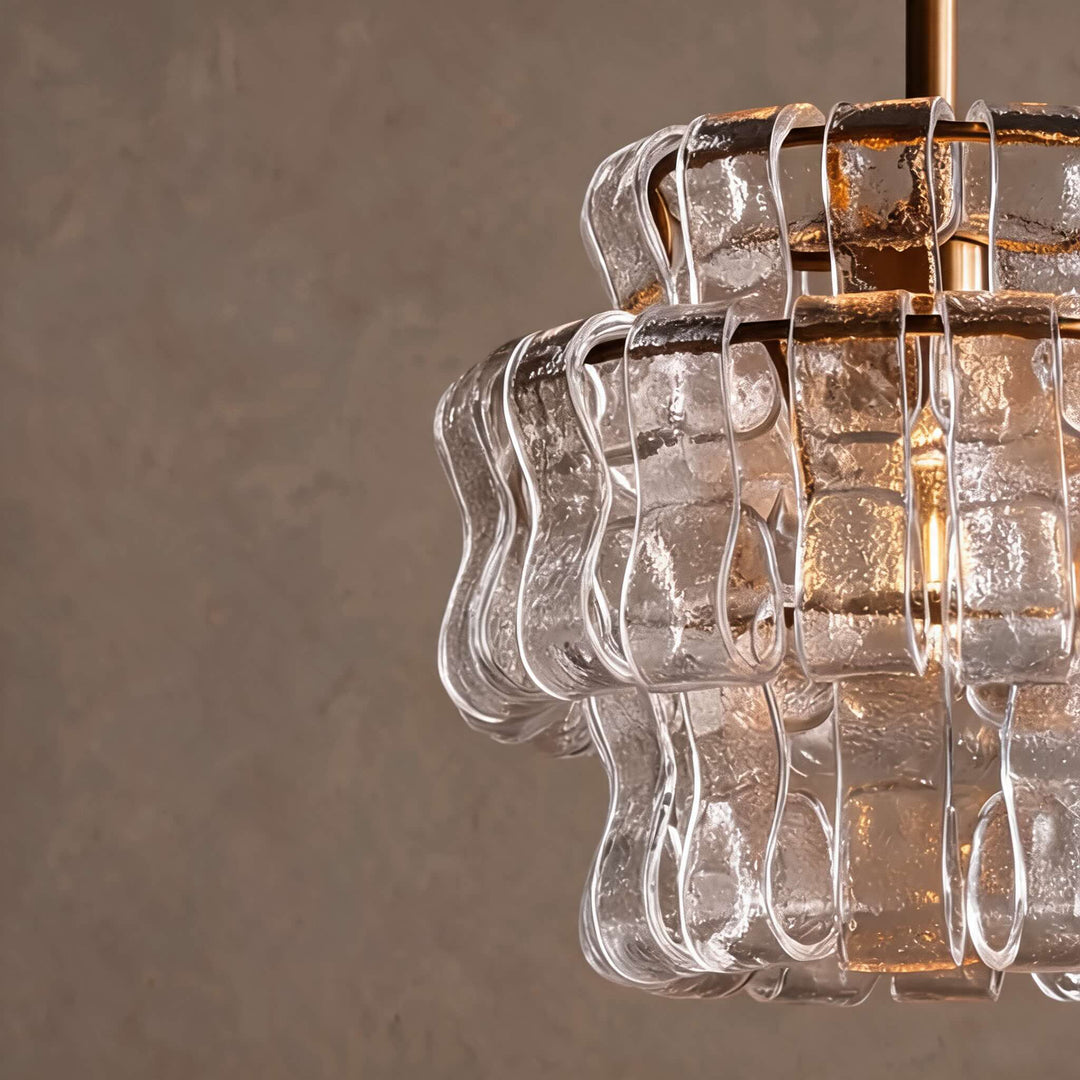 Modern Green Tiered Glass Pendant Light Hanging Brass Fixture Adjustable Height for Dining Room Kitchen Island