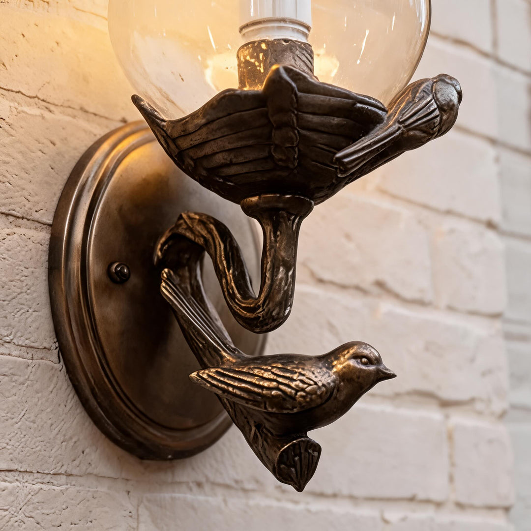 Modern Outdoor Wall Sconce with Carved Glass Shade Aluminum LED Warm White Lighting