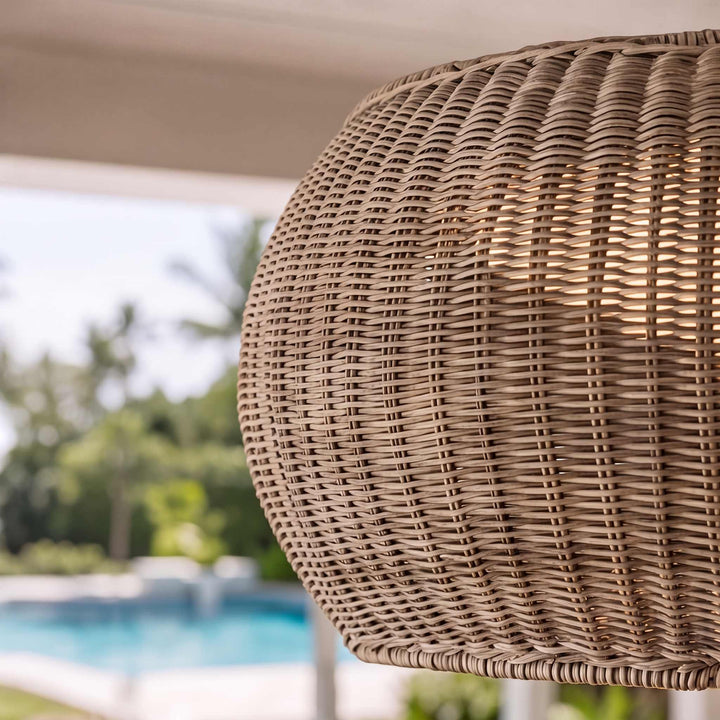 Modern Flush Mount Ceiling Light Rattan Design IP55 Waterproof LED E27 Socket