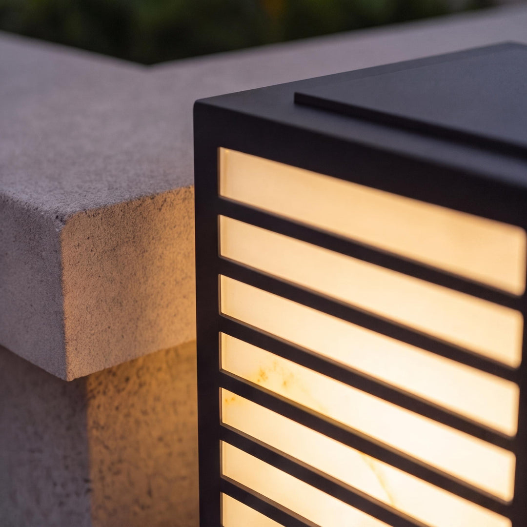 Modern Solar Garden Lights Waterproof Ground Mounted Stainless Steel Marble Shade LED 3000K