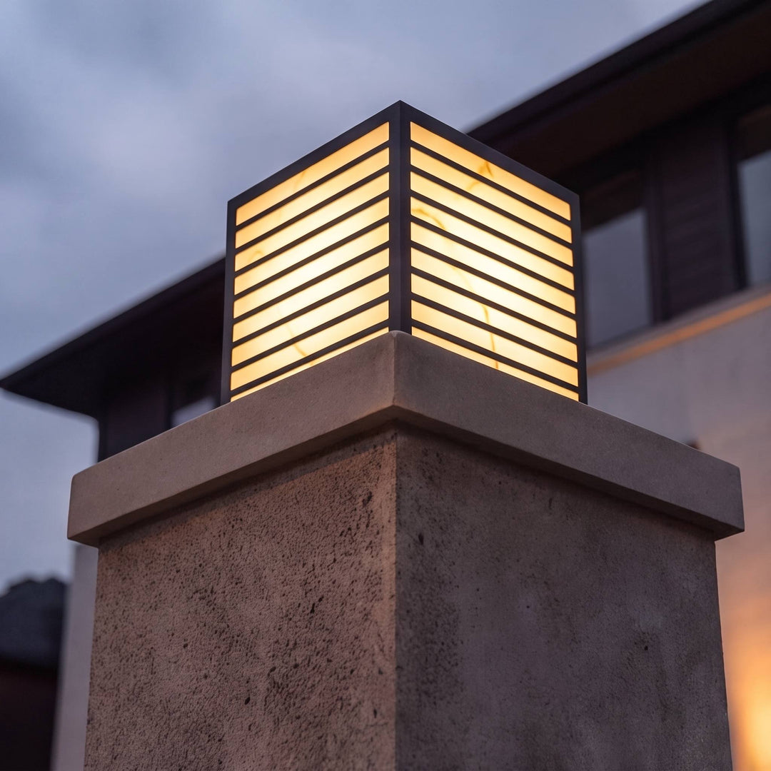 Modern Solar Garden Lights Waterproof Ground Mounted Stainless Steel Marble Shade LED 3000K