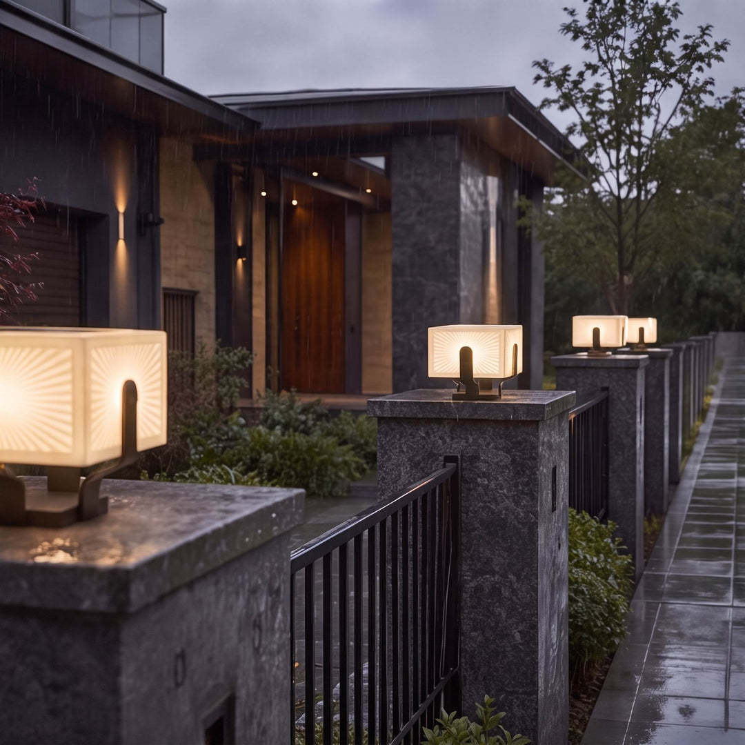 Modern Outdoor Pillar Light Solar Waterproof LED Fixture Stainless Steel for Garden Illumination