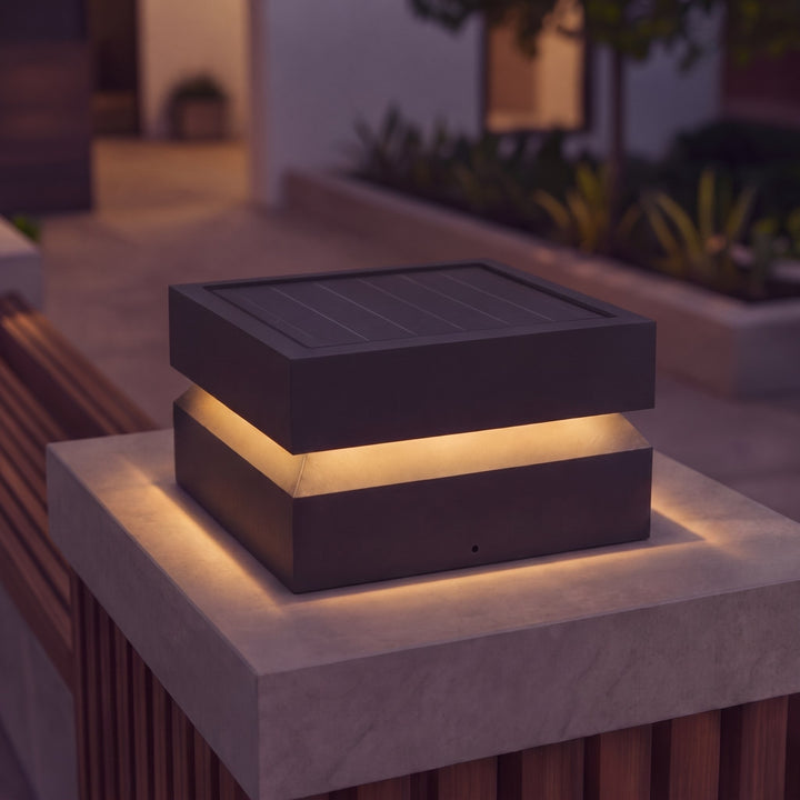 Modern Outdoor Solar Lights Wall Mounted Stainless Steel Waterproof LED 3000K Warm Light