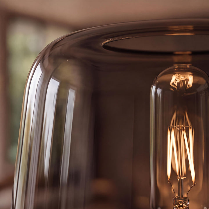 Contemporary Glass Table Lamp with Metal Base and Inline On/Off Switch for Indoor Use