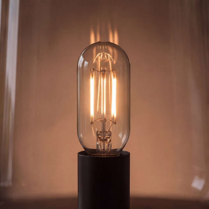 Contemporary Glass Table Lamp with Metal Base and Inline On/Off Switch for Indoor Use