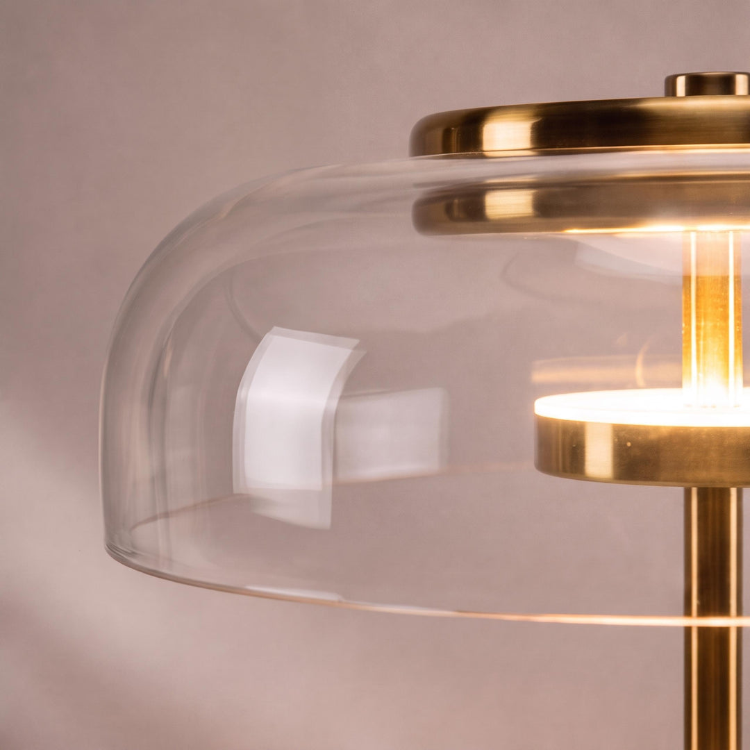 Modern Table Lamp with Adjustable Shade and Warm Brass Base for LED Lighting