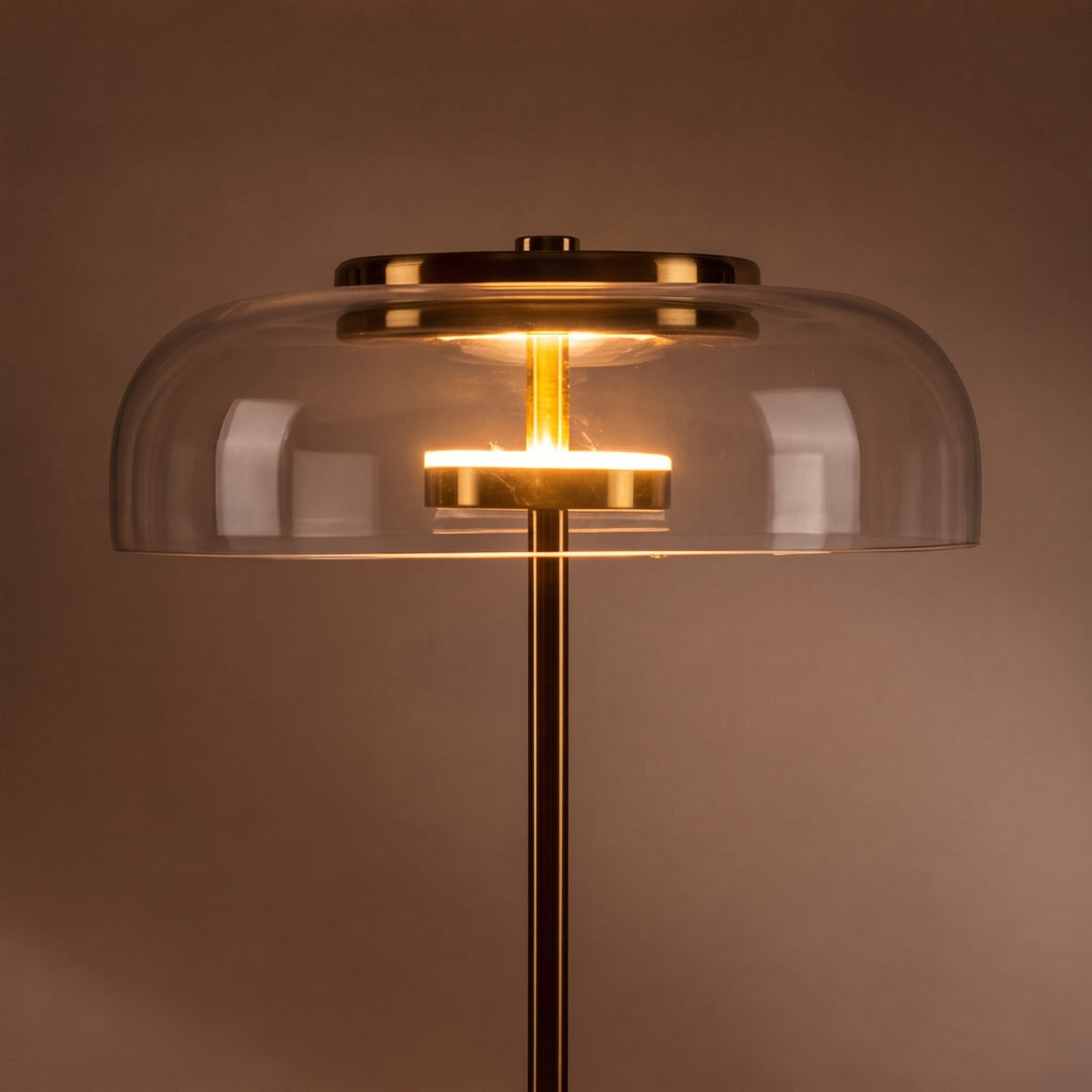 Modern Table Lamp with Adjustable Shade and Warm Brass Base for LED Lighting