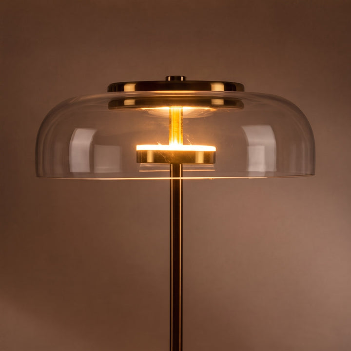 Modern Table Lamp with Adjustable Shade and Warm Brass Base for LED Lighting