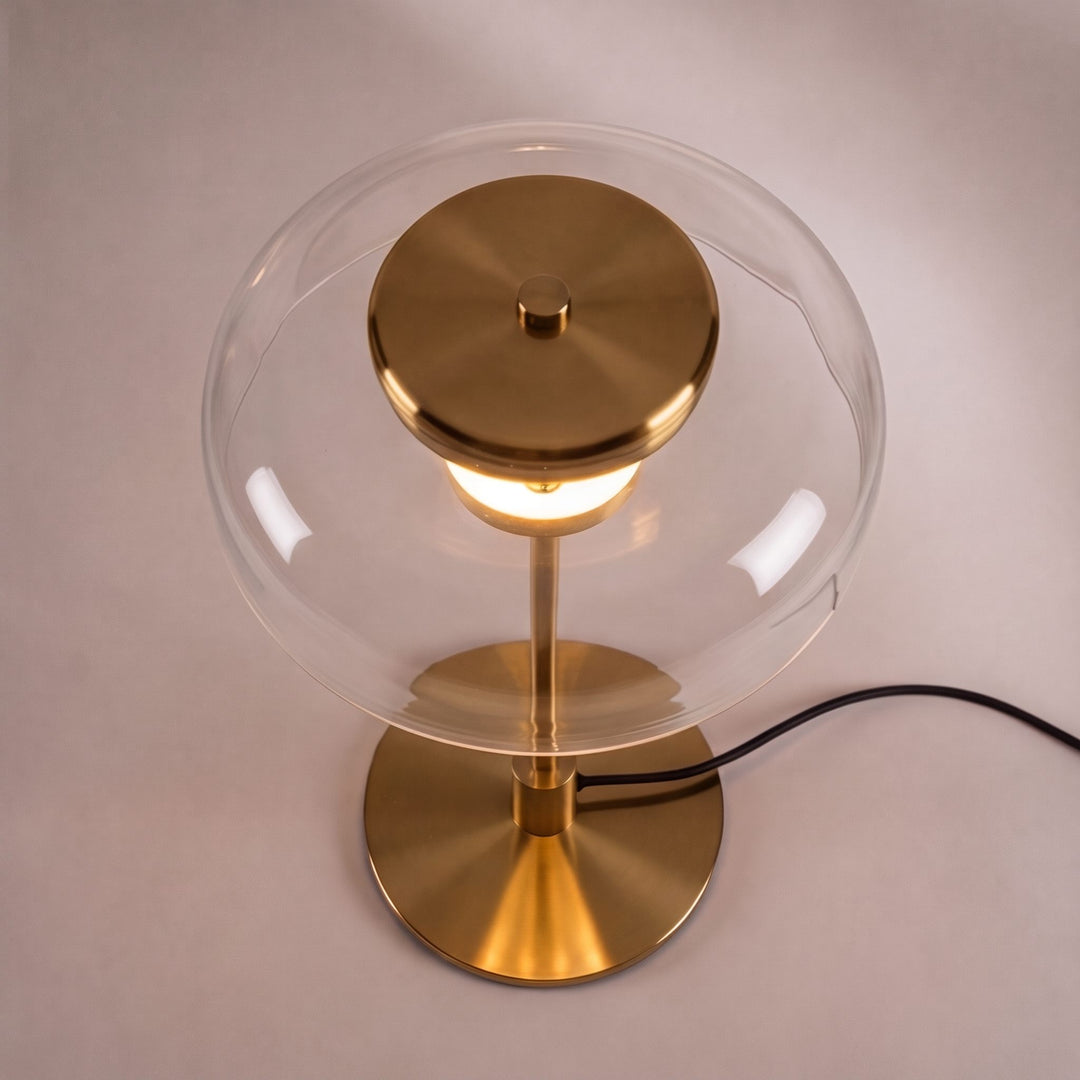 Modern Table Lamp with Adjustable Shade and Warm Brass Base for LED Lighting