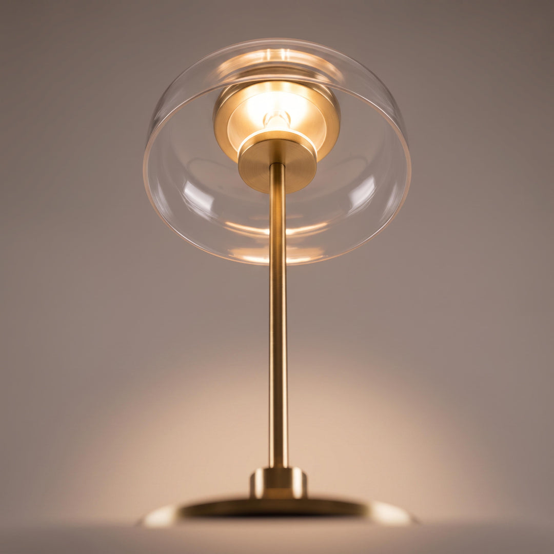Modern Table Lamp with Adjustable Shade and Warm Brass Base for LED Lighting