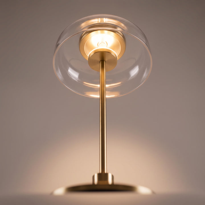 Modern Table Lamp with Adjustable Shade and Warm Brass Base for LED Lighting