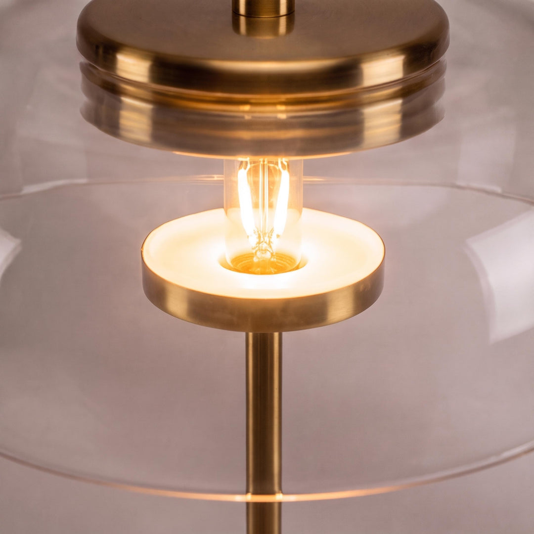 Modern Table Lamp with Adjustable Shade and Warm Brass Base for LED Lighting
