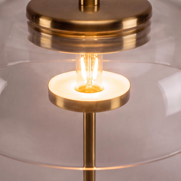 Modern Table Lamp with Adjustable Shade and Warm Brass Base for LED Lighting