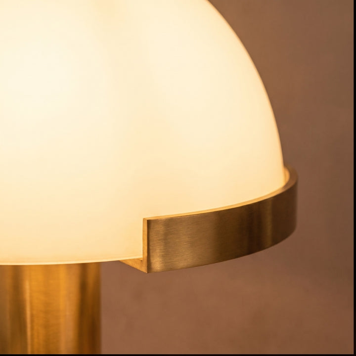 Modern Table Lamp with Alabaster Shade and Bronze Base LED Compatible for Bedroom or Desk Use
