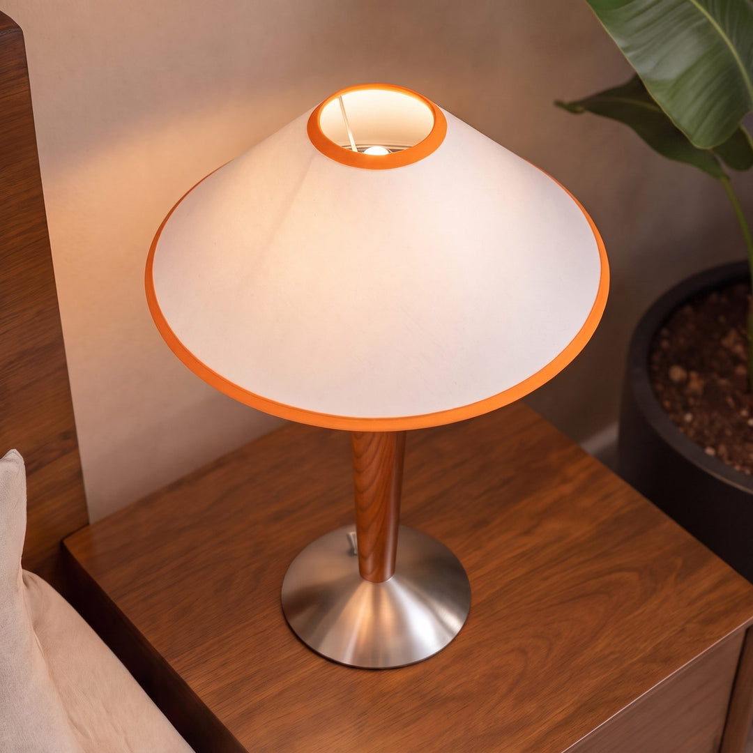 Modern Table Lamp with Adjustable Shade and Wooden Base LED for Home and Office Use