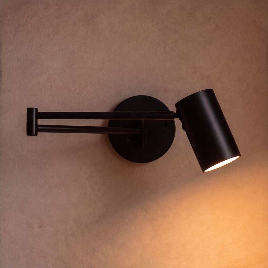 Industrial Wall Sconce Adjustable Arm LED Lighting Fixture Brass and Matte Black Wall Light