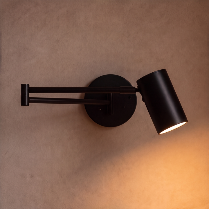 Industrial Wall Sconce Adjustable Arm LED Lighting Fixture Brass and Matte Black Wall Light
