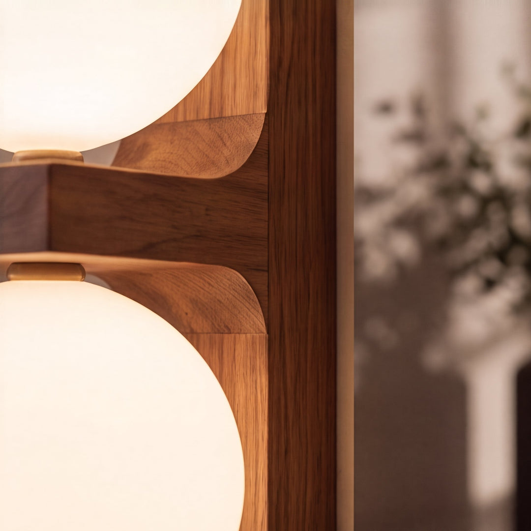 Modern Wall Light Wall Mounted Walnut Wood Glass Shade Hardwired G9 Base Dimmable 110-240V